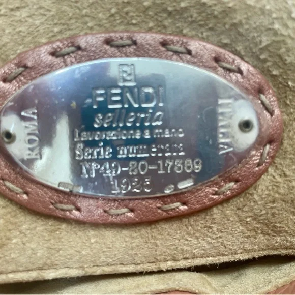 Fendi Rose gold Leather Shoulder Selleria Bag with silver hardware. - Picture 2 of 12
